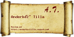 Anderkó Tilla névjegykártya